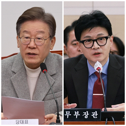 이재명 더불어민주당 대표(왼쪽)와 한동훈 국민의힘 비상대책위원장<연합뉴스>